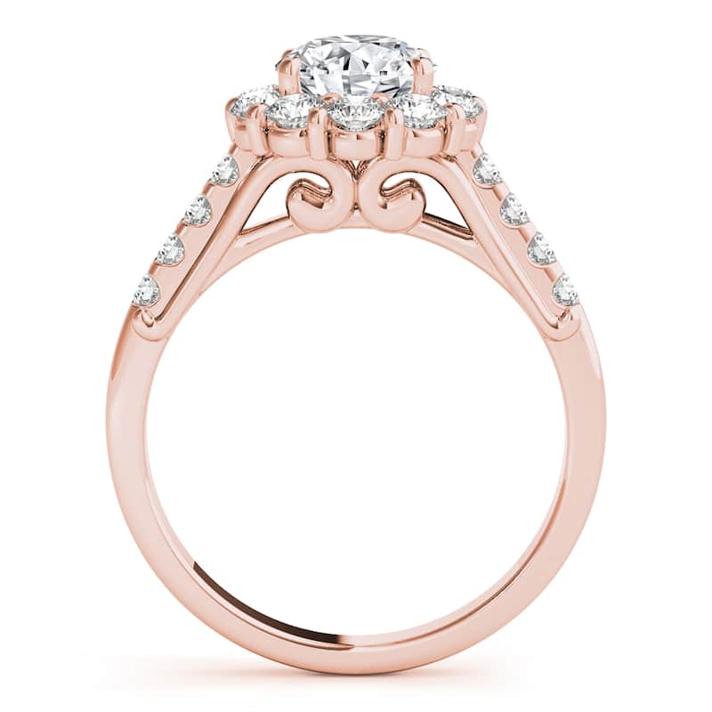 Auriya 14k-Rose Gold Lab Grown Round Diamond Halo Engagement Ring 0.50 to 5.00 ct. tw. (F-G VS)