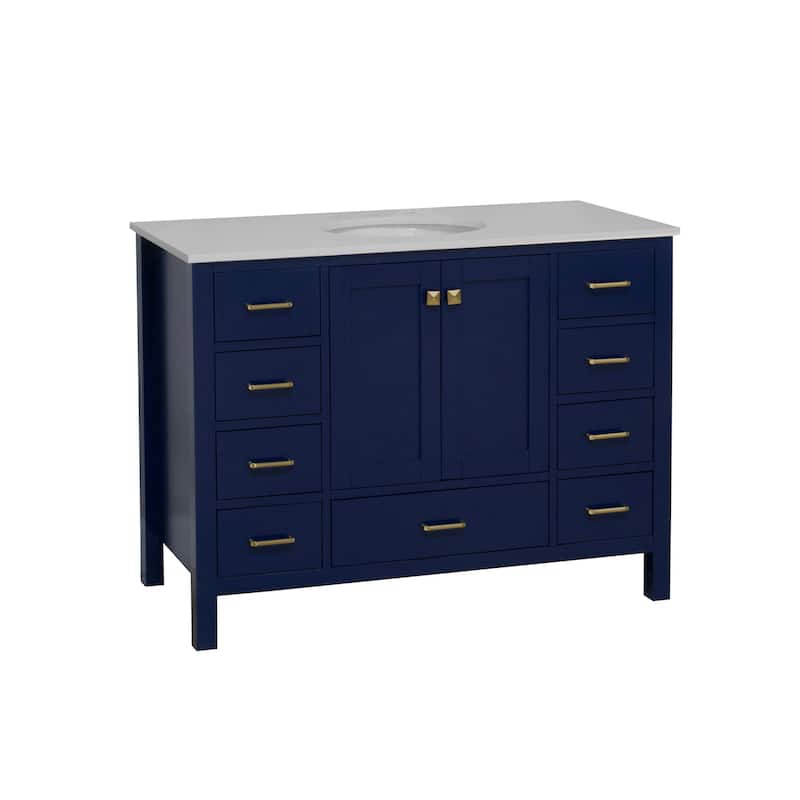 KitchenBathCollection Horizon 48" Bathroom Vanity with Engineered White Top