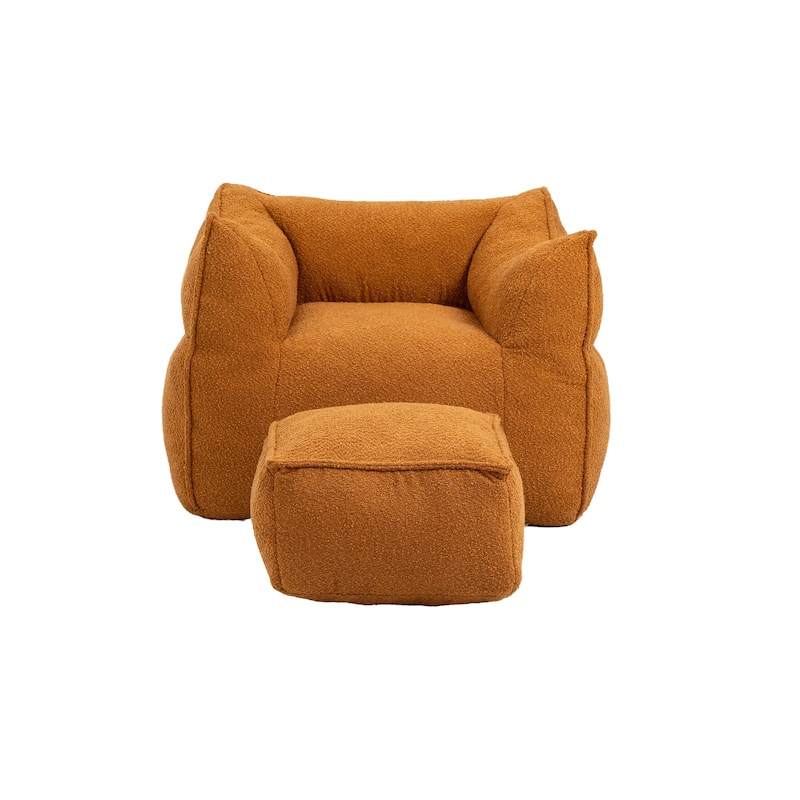 Boucle Bean Bag Chair Chair Sets with High Back Support and 300lb Capacity