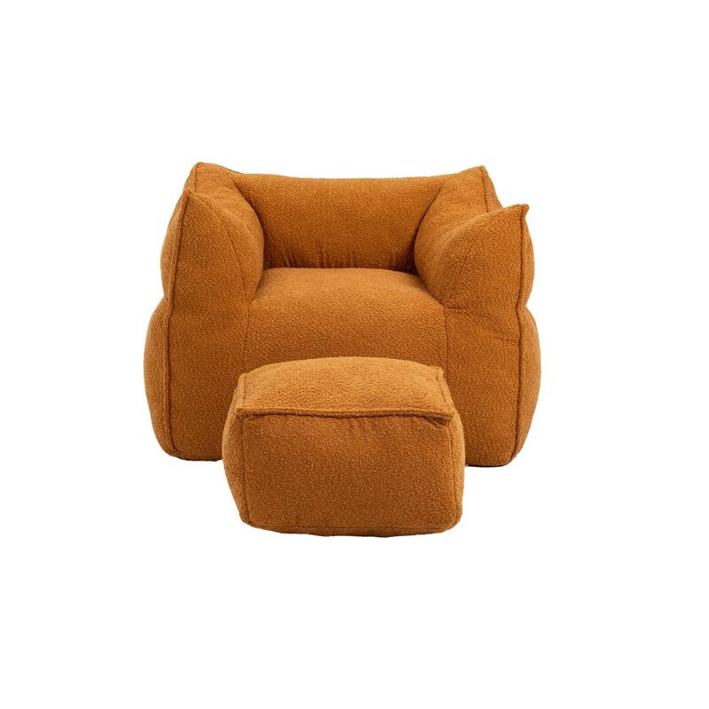 GDFStudio - COOLMORE Boucle Bean Bag Chair with Memory Foam Filling for Ultimate Comfort