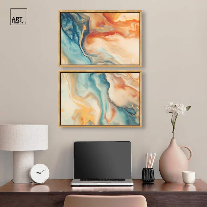 Marbled Sunrise II Canvas Set of 2 by Art Remedy