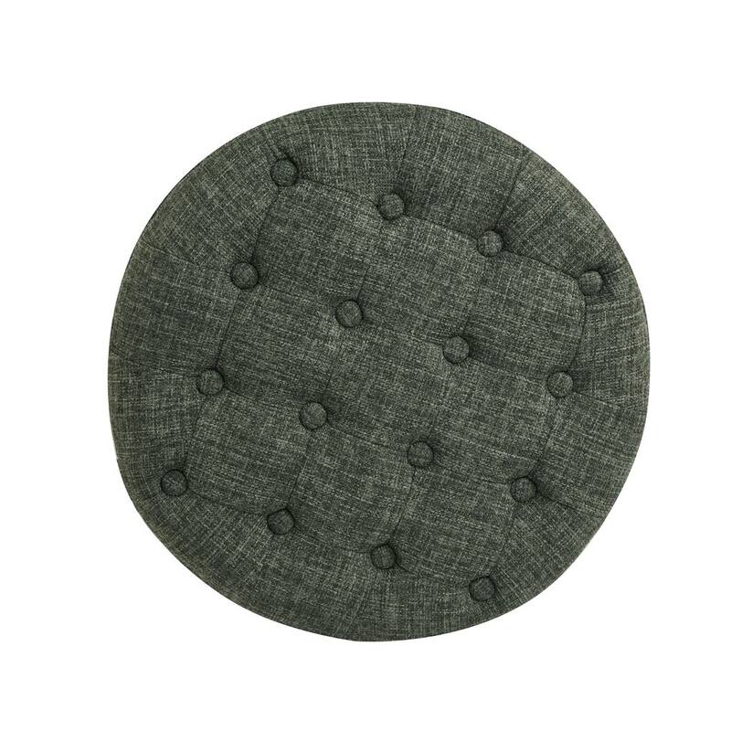 Carson Carrington Hare Button-tufted Round Storage Ottoman