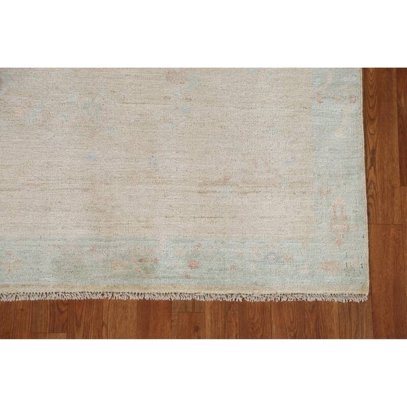 Hand Knotted Oriental 100% Wool Carpet Traditional Geometric Beige & Ivories Art Deco Area Rug - 4' 11'' X 4' 0''