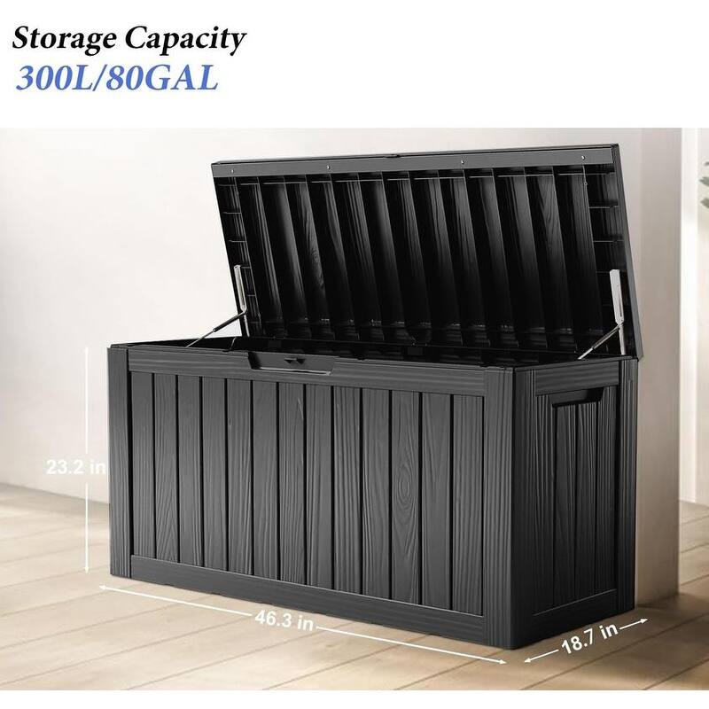 60-100 Gallon Outdoor Deck Storage Box with Lockable Lid, UV Protected & Weatherproof