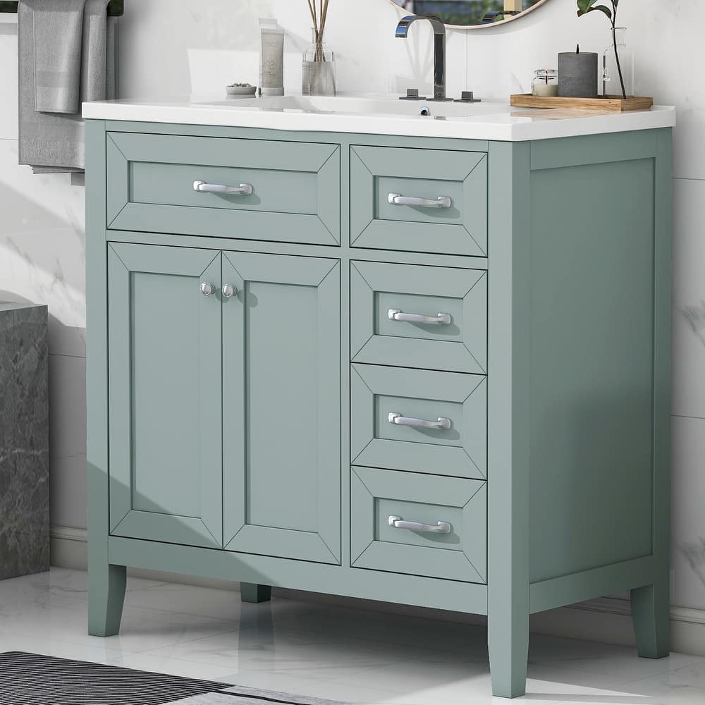 GDFStudio - Avalon Modern Freestanding Bathroom Vanity with Ceramic Sink & Soft Close Multi-Storages