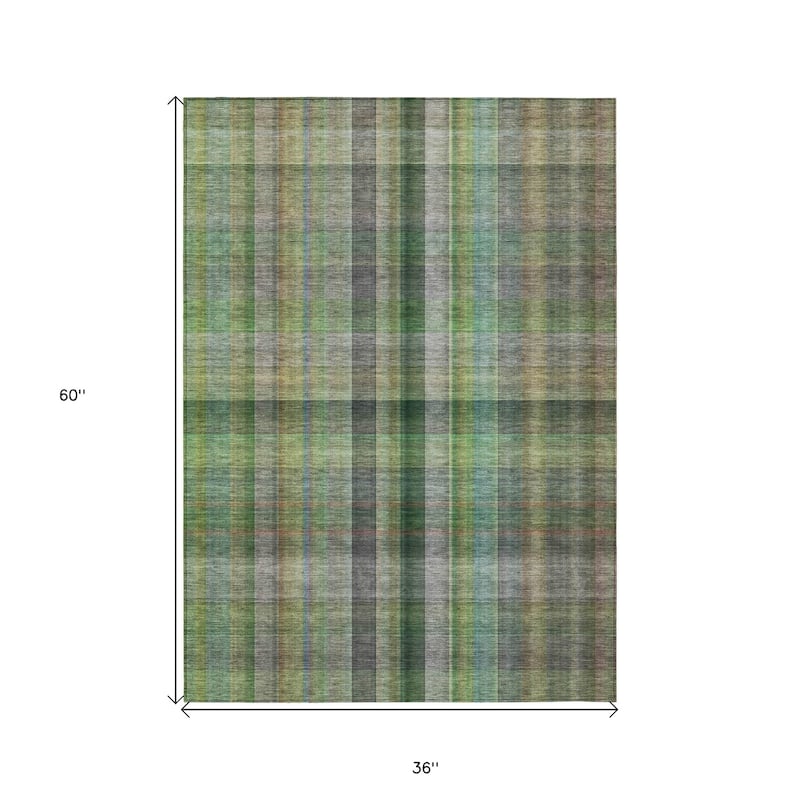 Alloro Plaid Weather Resistant Blended Style Outdoor Rug