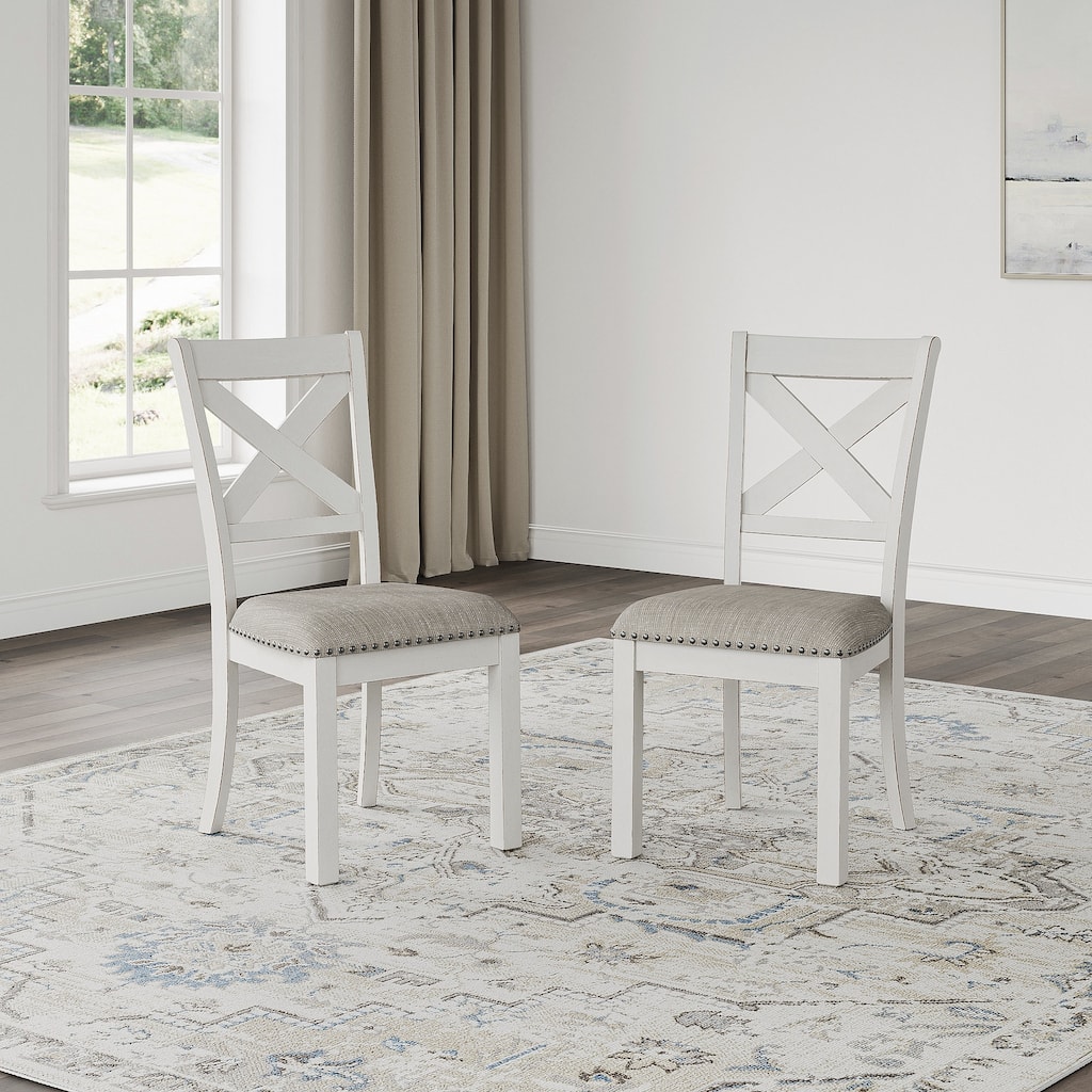 Signature Design by Ashley Robbinsdale Antique White Dining Chair - 19.75" W x 23.75" D x 39" H