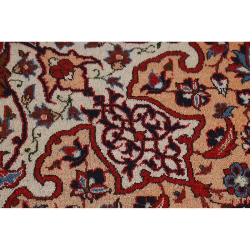 Hand Knotted Oriental 100% Wool Carpet Traditional Floral Red Isfahan Area Rug - 16' 3'' X 10' 5''