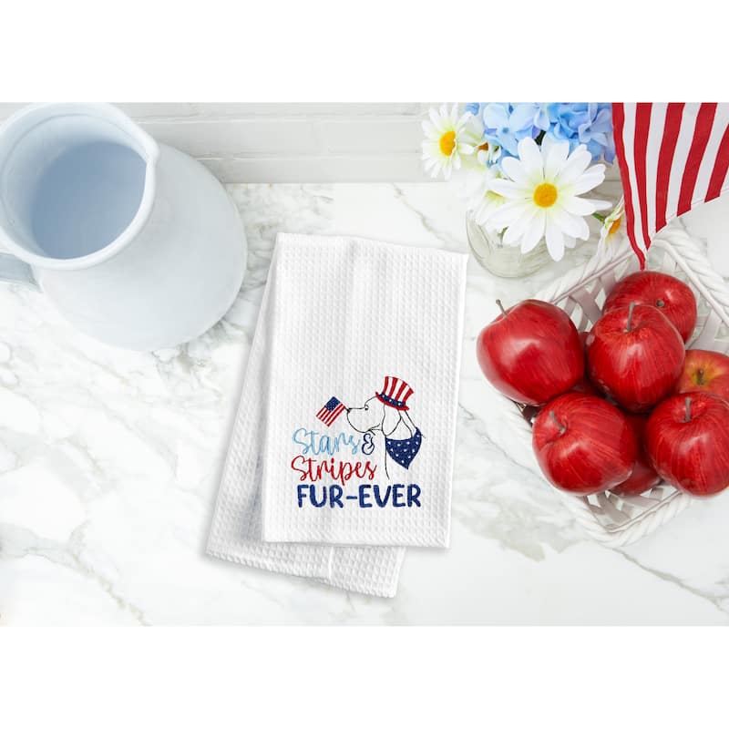 Stars & Stripes Fur-Ever 4th of July Patriotic Dog Kitchen Towel Dishtowel Decoration