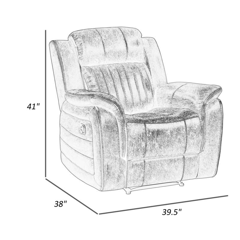Bento 38 Inch Manual Recliner Chair, Tab Pull, Sandy Brown Microfiber