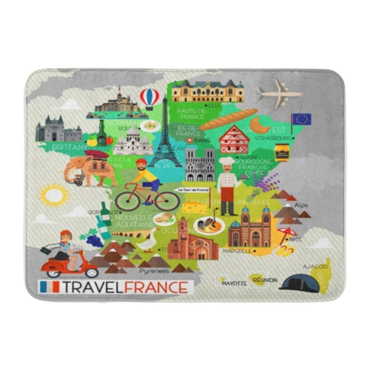 Shop Culture France Travel Map French City Alps Paris Europe Doormat Floor Rug Bath Mat 30x18 Inch Multi On Sale Overstock 31775940