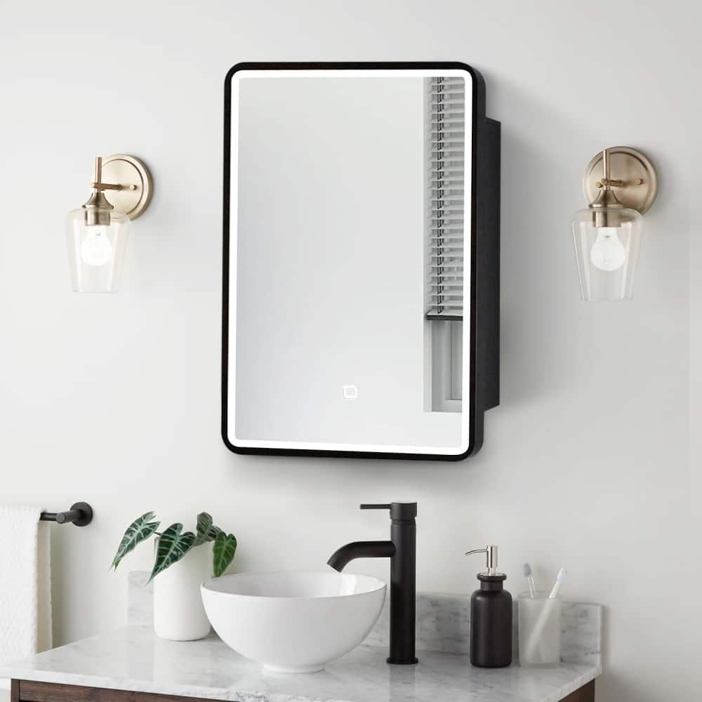 24'' x 30'' Surface Mount Medicine Cabinet with Mirror and LED Light