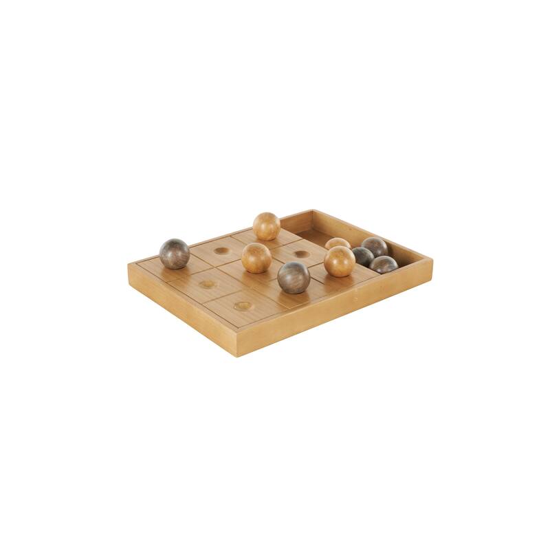 Brown Wood Home Decor Game Set with 9 Balls - 16"W x 12"L x 2"H