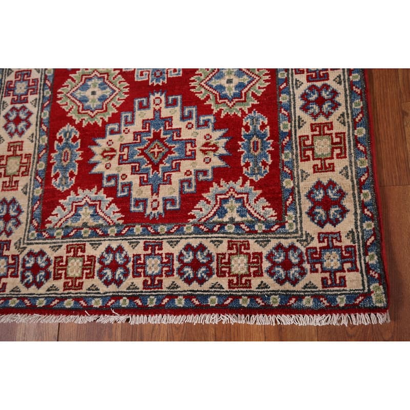 Red Kazak Runner Rug Handmade Wool Carpet - 2'6" x 16'3"