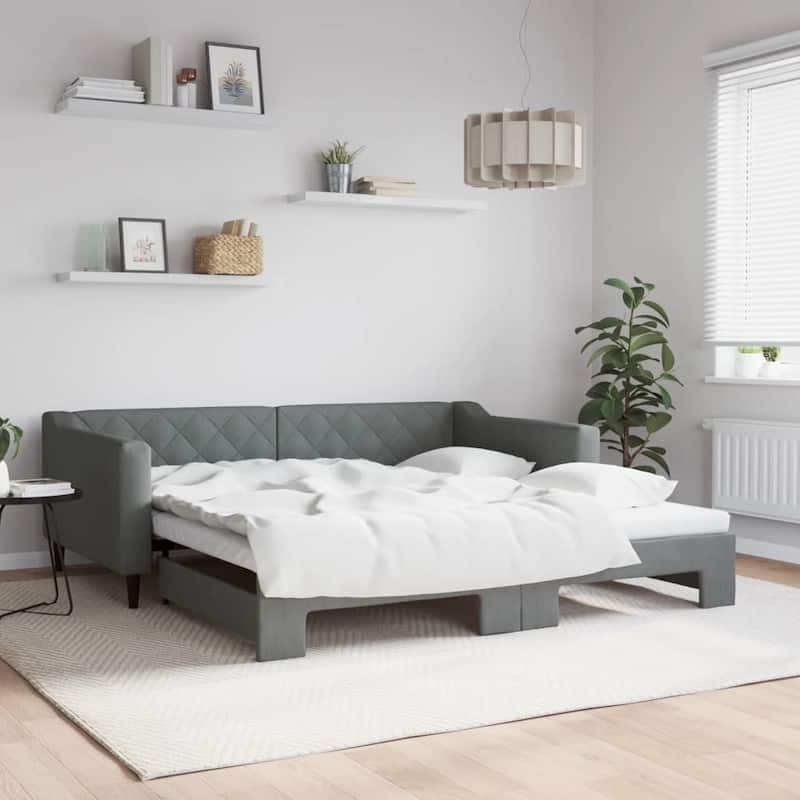 vidaXL Day Bed Upholstered Sleeper Sofa Bed for Bedroom Living Room Fabric - Dark gray Trundle