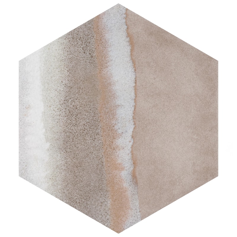 Merola Tile Matter Hex Canvas Taupe Blue 7-7/8" x 9" Porcelain Floor and Wall Tile - Case (10 Tiles)