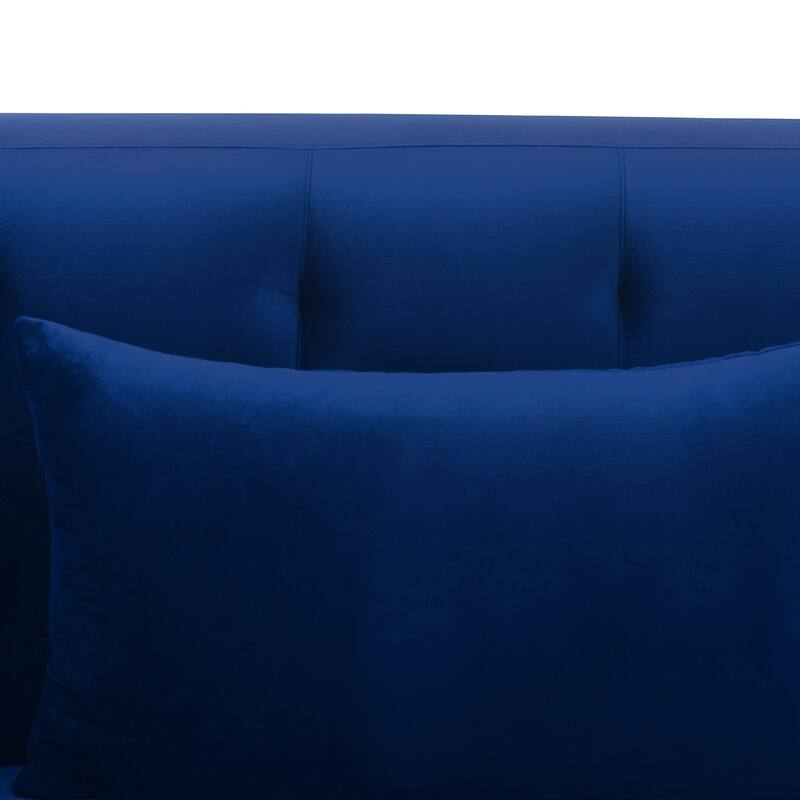 Melange Velvet Sofa with Black Wood Base