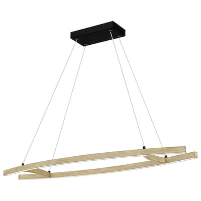 Soma LED Linear Chandelier in Whitewashed Walnut