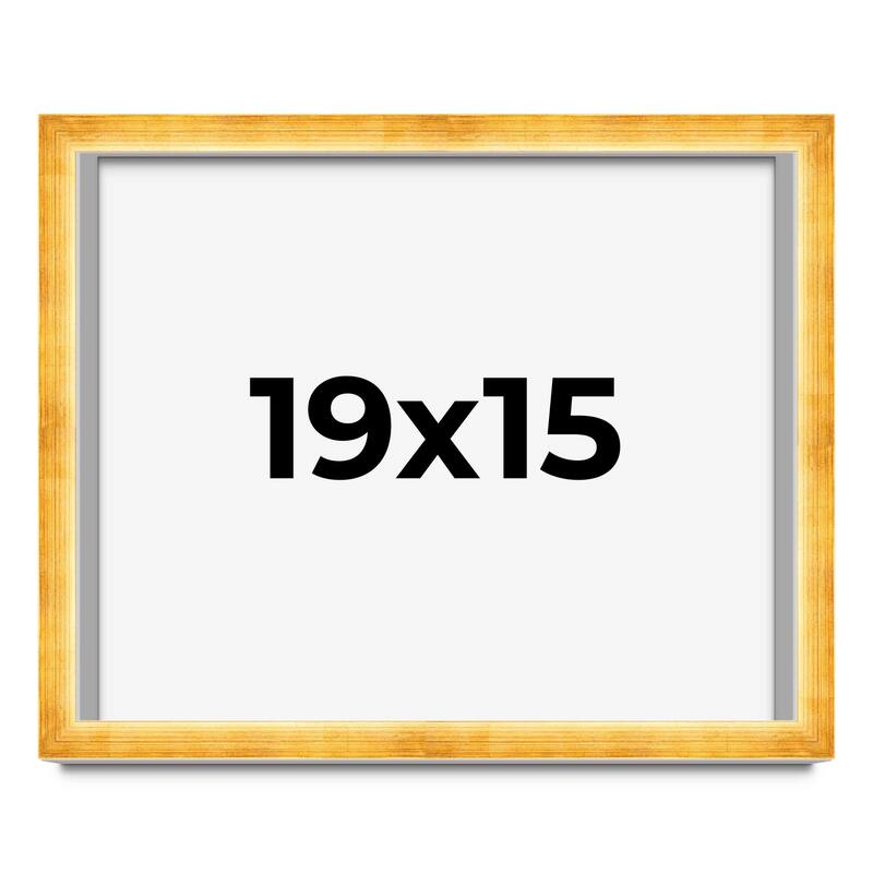 19x15 Shadow Box Frame Gold | 1.625 Inches Deep Real Wood Traditional