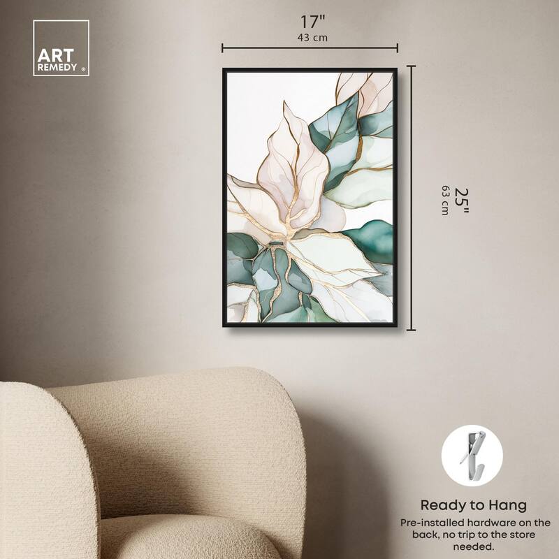 Pastel Leaves with Gold II Canvas by Art Remedy