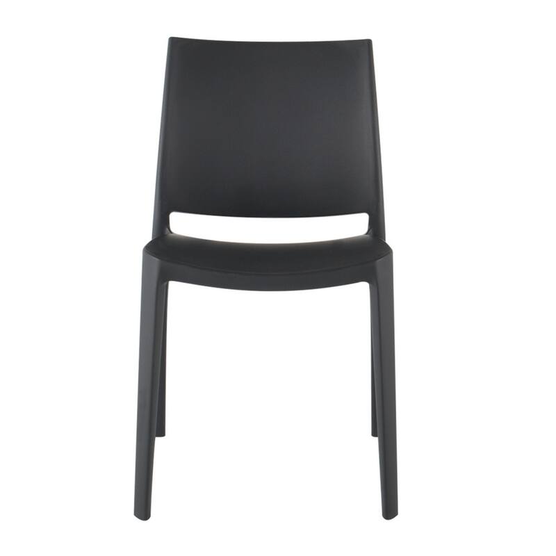 Set of Four Dark Gray Heavy Duty Plastic Outdoor Stacking Dining Chairs