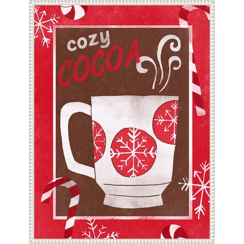 Cozy Cocoa Christmas I by June Erica Vess (23 x 30 in.), Framed Canvas Wall Art Print - Sylvie Beaded White