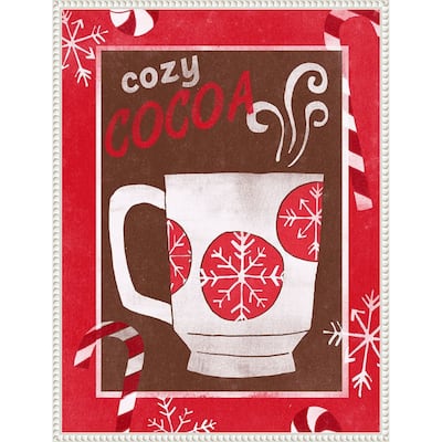 Cozy Cocoa Christmas I by June Erica Vess (23 x 30 in.), Framed Canvas Wall Art Print - Sylvie Beaded White
