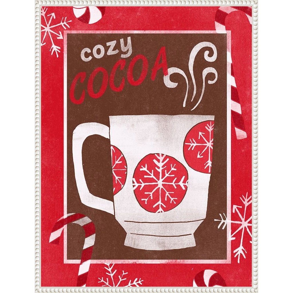 Cozy Cocoa Christmas I by June Erica Vess (23 x 30 in.), Framed Canvas Wall Art Print - Sylvie Beaded White