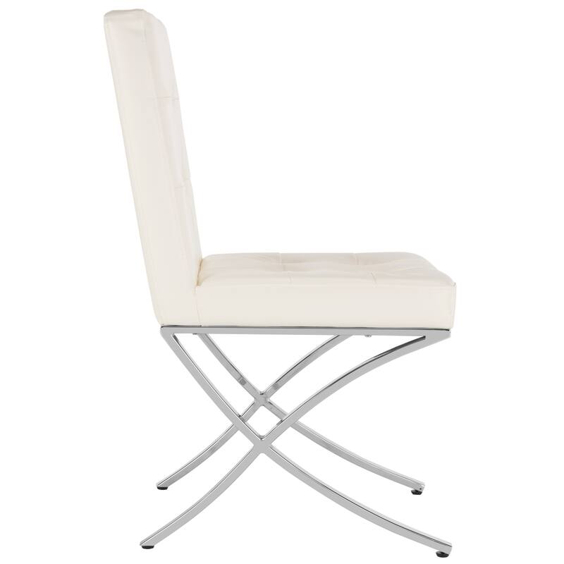 SAFAVIEH Merrilee Glam Black Chrome Tufted Side Chair - 19Wx23Dx35H