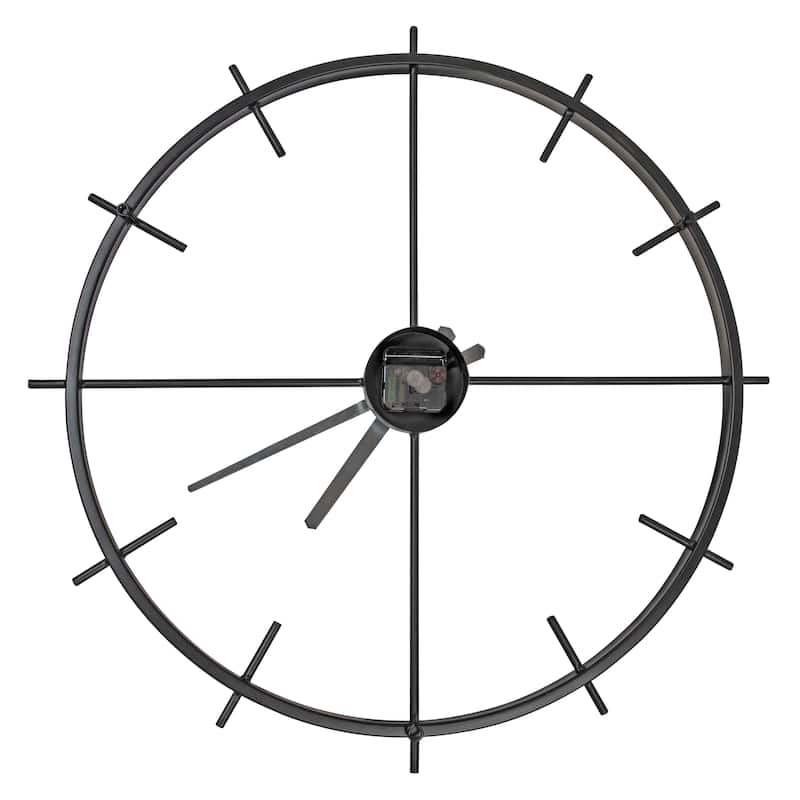 Kate and Laurel Isaac Modern Metal Wall Clock, 26" Diameter, Black - 26" Diameter