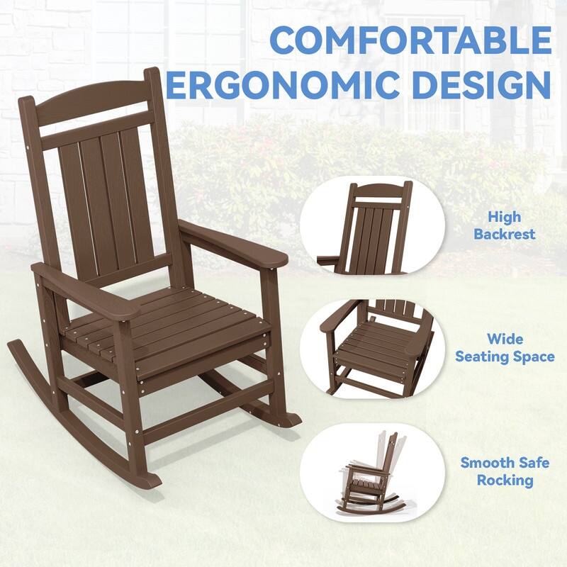 High-Back Oversized Plastic Rocking Chair –Stable & Smooth Glide