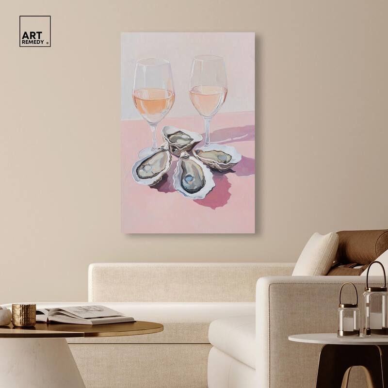 Oysters and Rose Wine Canvas by Art Remedy, Gallery Wrapped