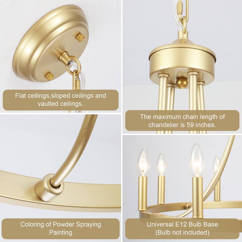 8-Light W23.6" x H82.67" Vintage Rustic Wagon Wheel Chandelier for Living Room