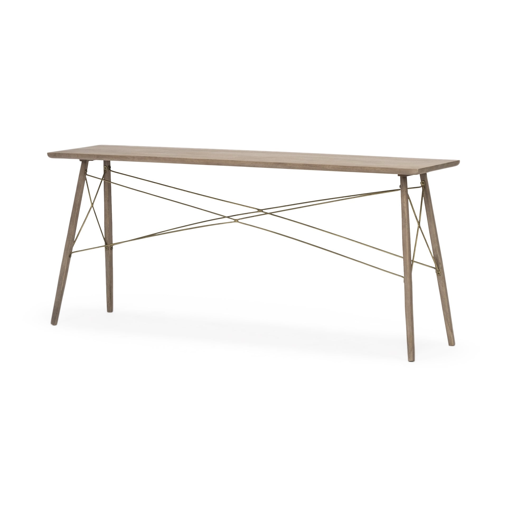 Medium Brown Wooden Console Table With 4 Angular Legs Medium Brown Wooden Console Table With 4 Angular Legs