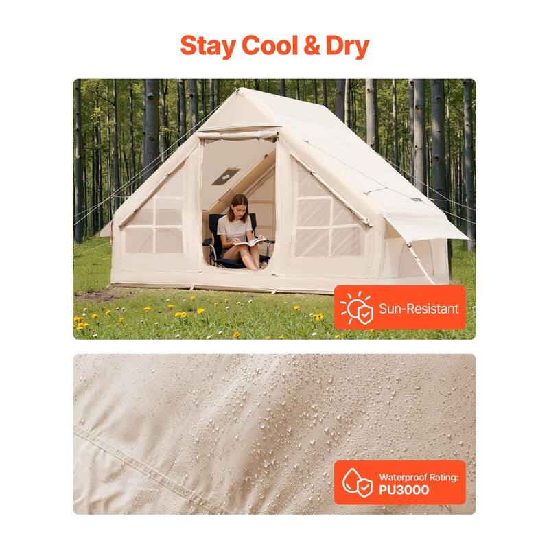 Inflatable Tent for Camping 4-6 Person Glamping Tent with Pump Easy Set up - Multi