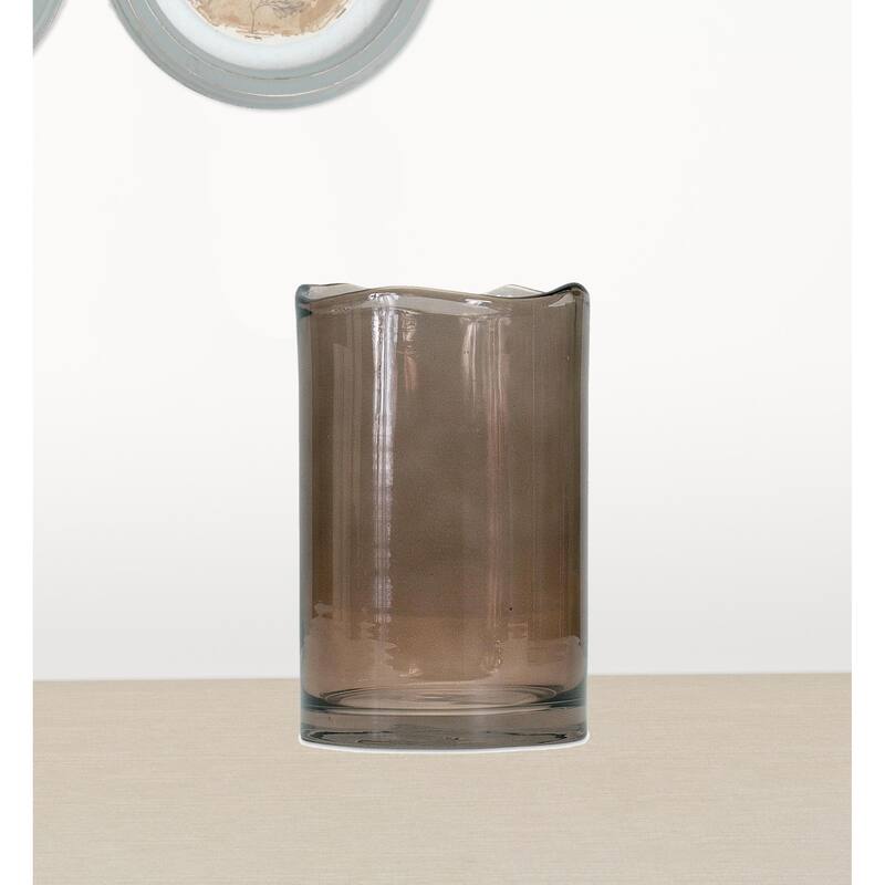 HomeRoots 8" Crystal Glass Gray Round Table vase - 5