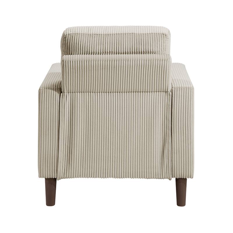 Caspian 32" Corduroy Living Room Chair - Wood Finish Exposed Feet
