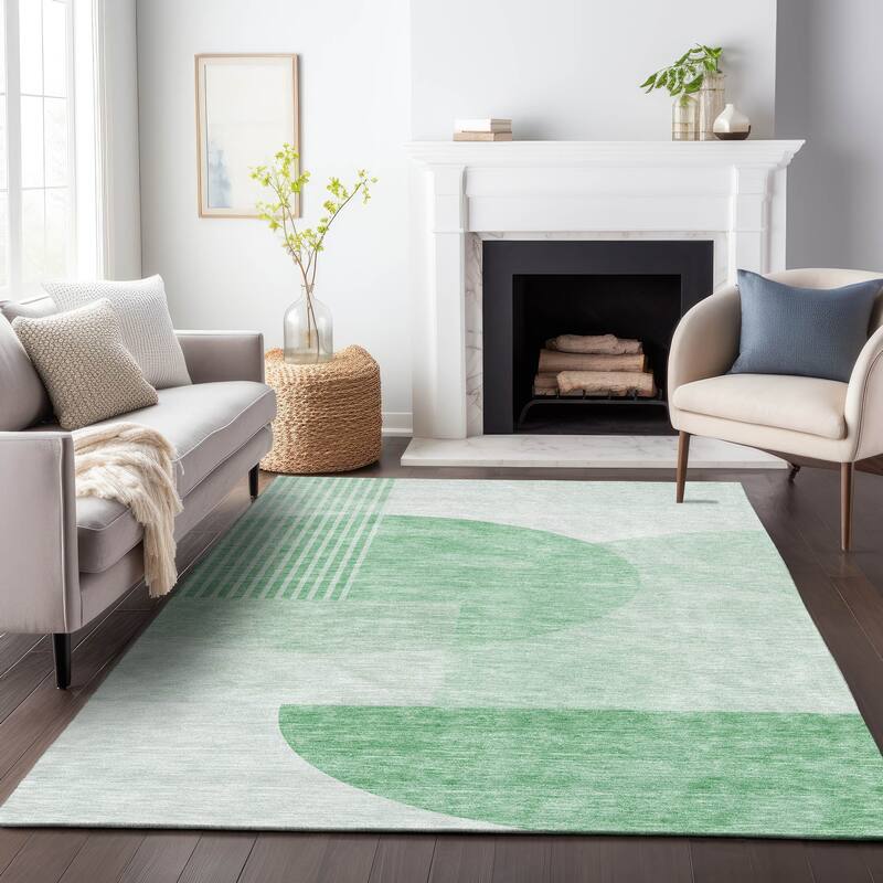 Premium Washable Super Soft Modern Deco Mayfield Rug - Green - 2' 6" x 3' 10" - Rectangle