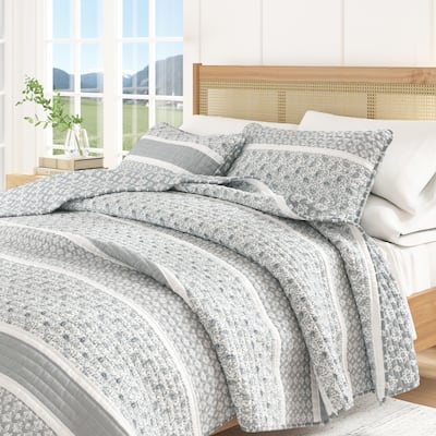Linery & Co. Stripe & Paisley Microfiber Quilt Set With Shams