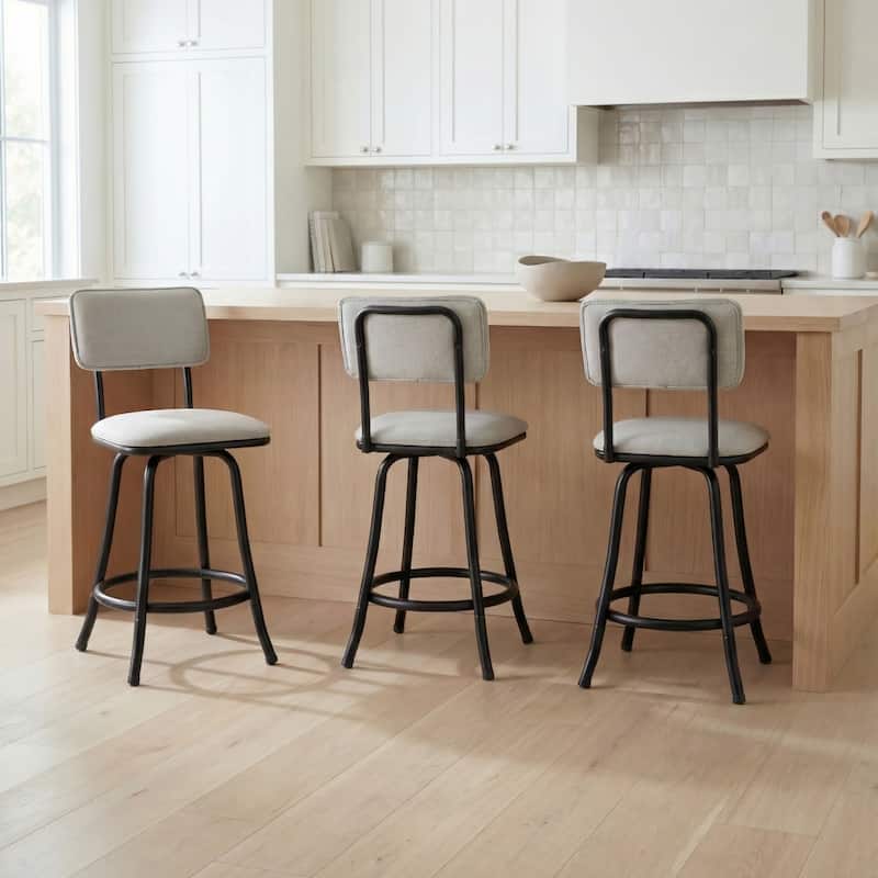 Azalea Park Swivel Barstool with Adjustable Height, Set of 3 - Grey