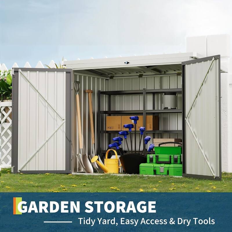 Outdoor Trash Can Storage Box with Lock Latch for Backyard, Patio & Garden Tool Organization