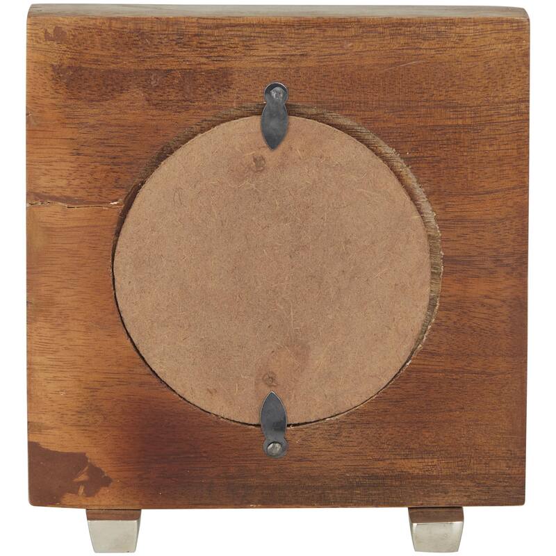 Brown Mango Wood Decorative Clock with Silver Numbers and Hands