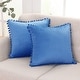 preview thumbnail 75 of 89, Deconovo Velvet Pom-poms Throw Pillow Covers 2 PCS(Cover Only) 16x16 - Blue