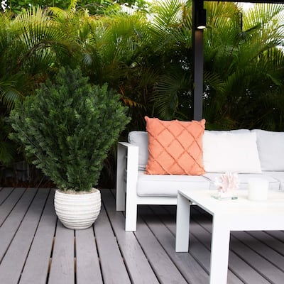 Cedar Bush Artificial Outdoor Potted Plant - 4' - Green