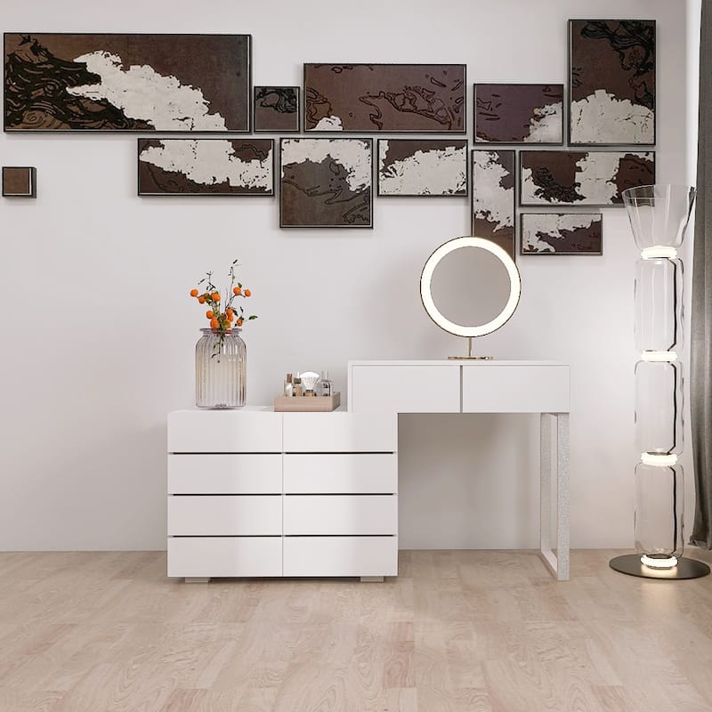 10-Drawers Chest with Extended Desktop