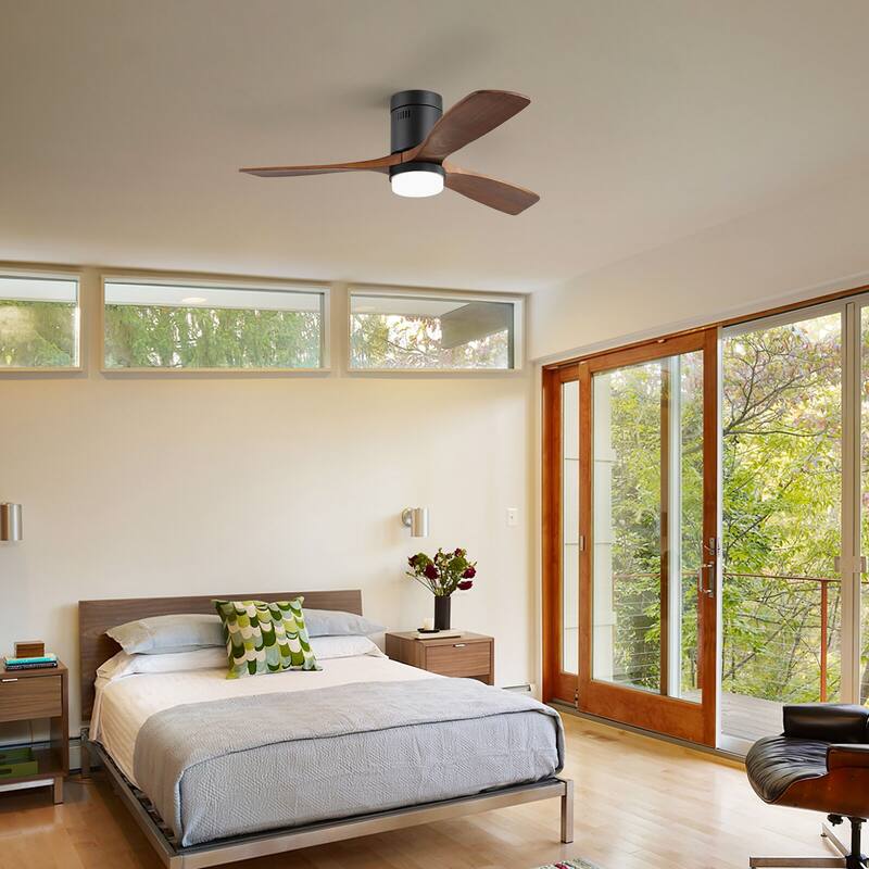 Sofucor 52"Solid Wood Modern,Farmhouse Indoor Ceiling Fan Chandelier with Remote,Adjustable light,Smart Optional