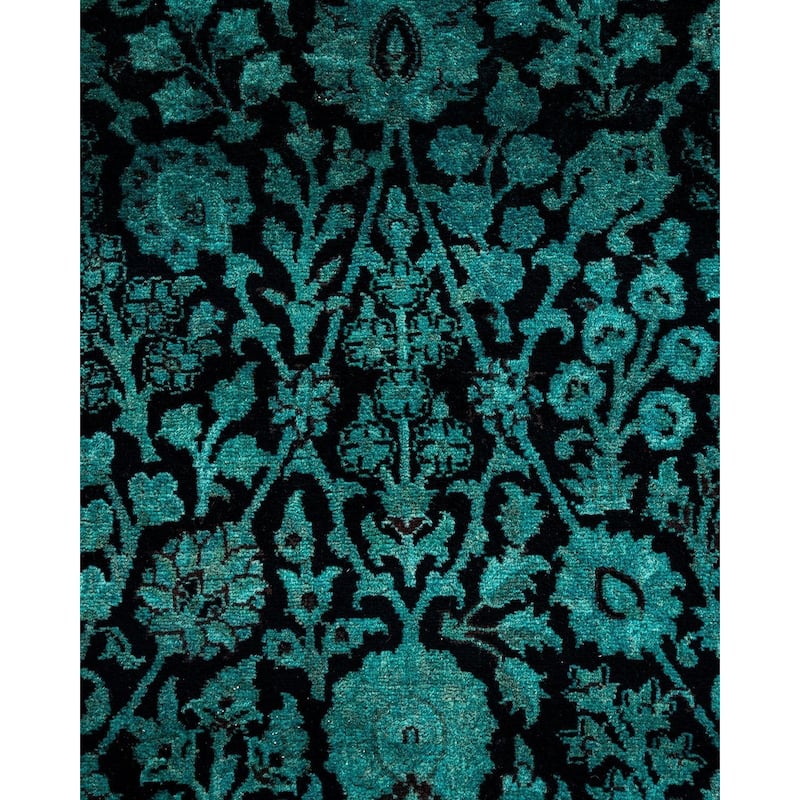 Overton Hand Knotted Wool Vintage Inspired Modern Contemporary Overdyed Green Area Rug - 8' 4" x 10' 1"
