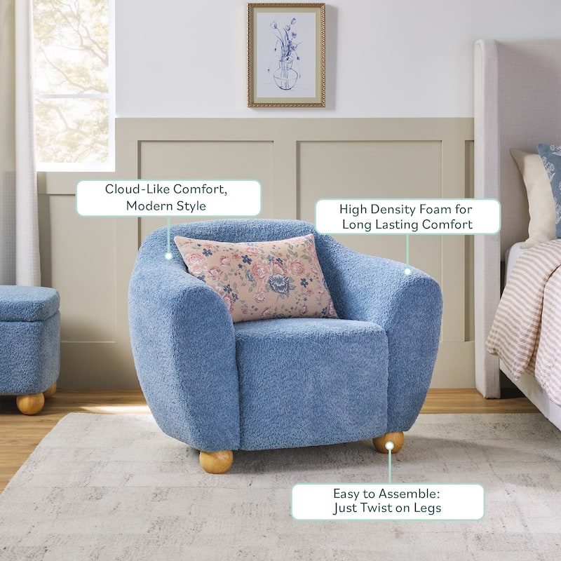 Walker Edison 2-Piece Contemporary Boucle Accent Chair and Storage Ottoman