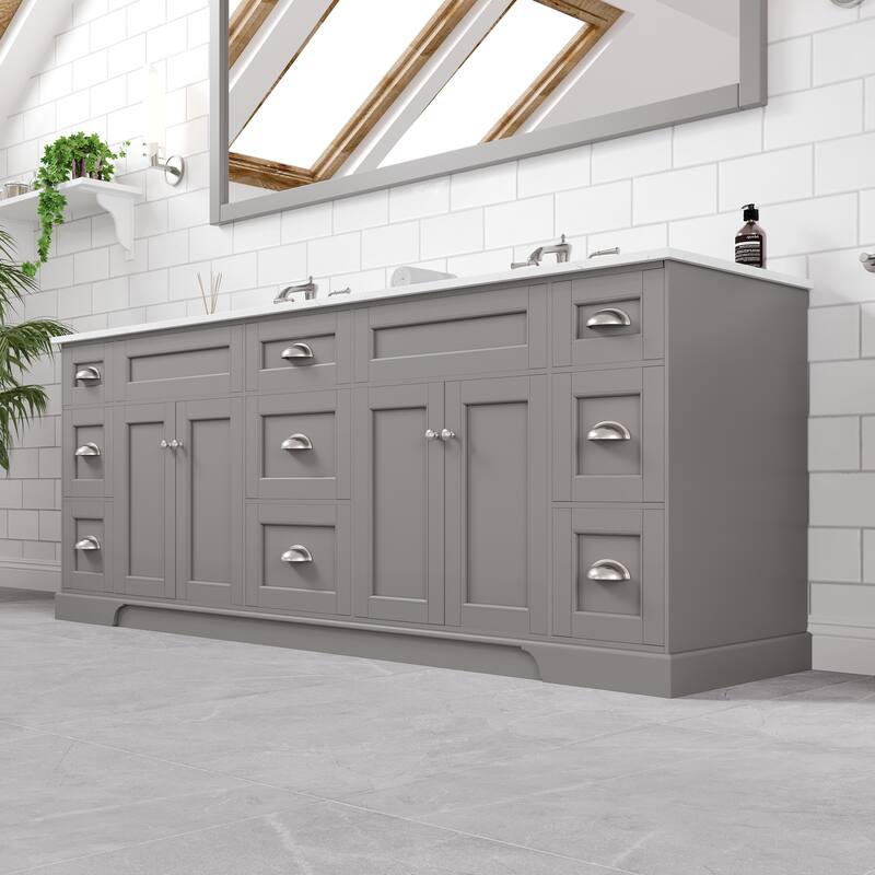 Epic 84" Double Sink Bath Vanity with Carrara Quartz Top & Undermount Sinks