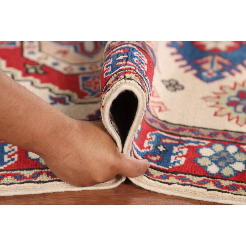 Ivory Kazak Accent Rug Hand-Knotted Wool Carpet - 2'9" x 4'0"
